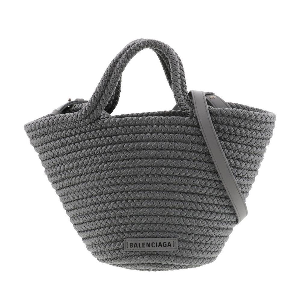 BALENCIAGA Ibiza Strap Basket Bag Handbag Gray
